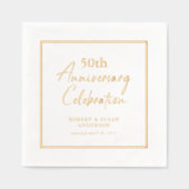 Modern Minimal 50th Wedding Anniversary Gold 箔ナプキン (正面)