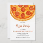 Modern Minimal Adult Birthday Pizza Party 招待状 (正面)