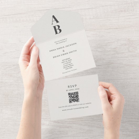 Modern Minimal All-in-One Wedding Invitation オールインワン招待状 (貼ってはがせる)