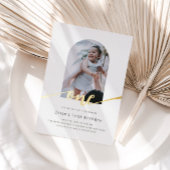 Modern Minimal Arch Photo First Birthday 箔招待状