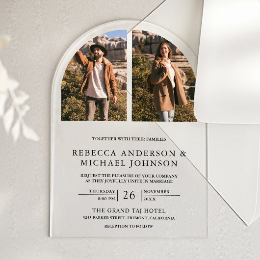 Modern Minimal Arch Photo Wedding アクリル招待状