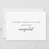 Modern Minimal Baby "Unexpected" Pregnancy Photo 案内状 (正面)