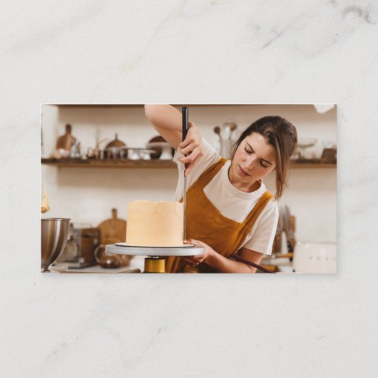 Modern Minimal Baker Pastry Chef Logo Photo Pink 名刺 (裏面)