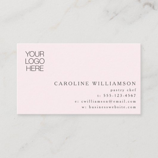 Modern Minimal Baker Pastry Chef Logo Photo Pink 名刺 (正面)
