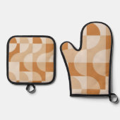 Modern Minimal Beige Retro Geometric Oven Mitt 鍋つかみ&鍋敷きセット (正面)