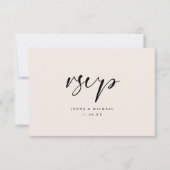 Modern Minimal Beige Script Wedding 出欠カード (正面)