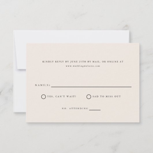 Modern Minimal Beige Script Wedding 出欠カード (裏面)
