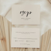Modern Minimal Beige Script Wedding 出欠カード