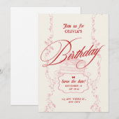 Modern Minimal Birthday Invitation |Girls Birthday 招待状 (正面/裏面)