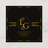 Modern Minimal Black and Gold Squre Business Card スクエア名刺 (正面)
