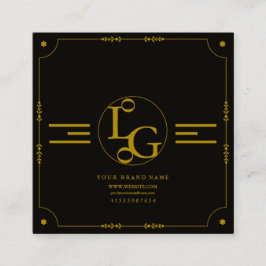 Modern Minimal Black and Gold Squre Business Card スクエア名刺
