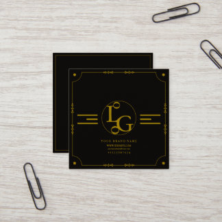 Modern Minimal Black and Gold Squre Business Card スクエア名刺