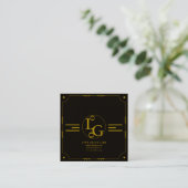 Modern Minimal Black and Gold Squre Business Card スクエア名刺 (スタンド正面)