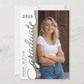 Modern Minimal Black and White Graduation Party  招待状 (正面)