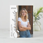 Modern Minimal Black and White Graduation Party  招待状 (スタンド正面)