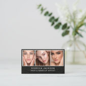 Modern minimal black leather makeup and hair  名刺 (スタンド正面)