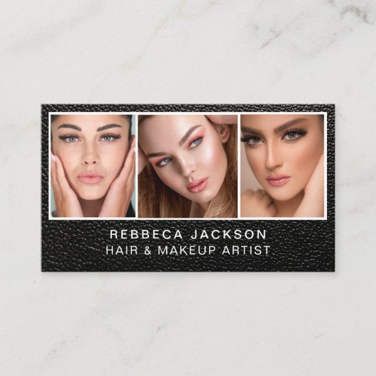 Modern minimal black leather makeup and hair  名刺 (正面)