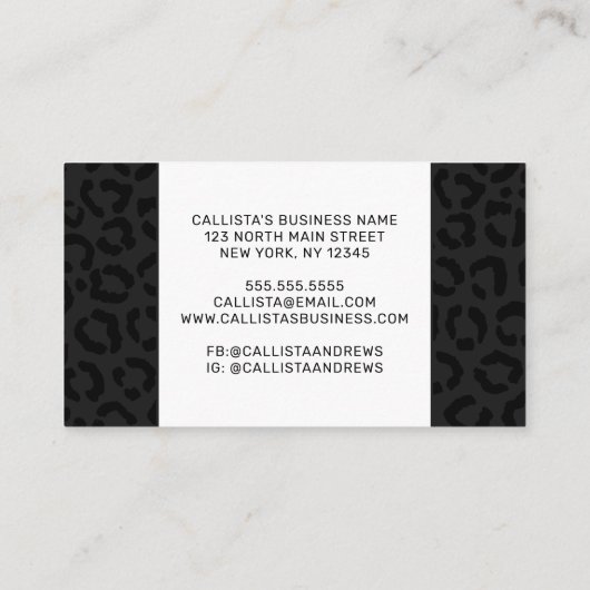 Modern Minimal Black Leopard Print 割引カード (裏面)