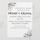 Modern Minimal Black Script Wedding Invitation 招待状 (正面)