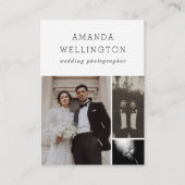 Modern Minimal Black White 3 Photo Vertical 名刺 (正面)