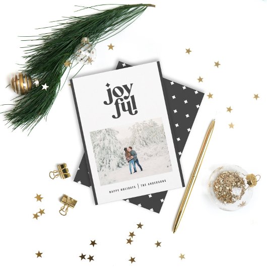 Modern minimal black + white Christmas typography シーズンカード