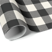 Modern Minimal Black White Gingham Plaid Pattern ラッピングペーパー (ロールコーナー)