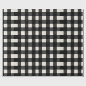 Modern Minimal Black White Gingham Plaid Pattern ラッピングペーパー (フラット)
