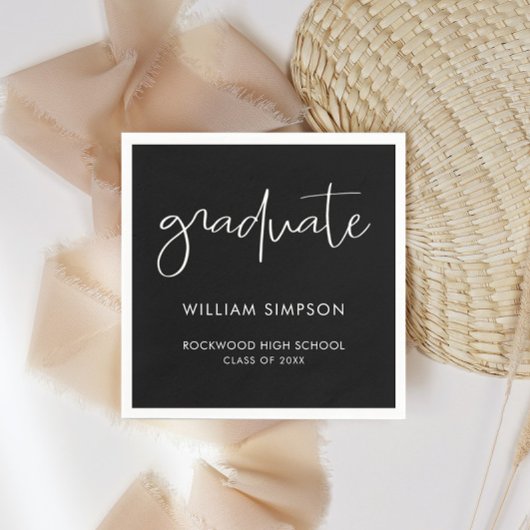 Modern Minimal Black & White Graduate  スタンダードカクテルナプキン