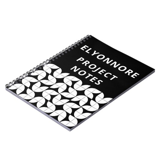Modern Minimal Black White Projects Personalized ノートブック (左側)