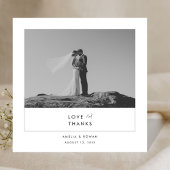 Modern Minimal Black & White Script Photo Wedding  サンキューカード