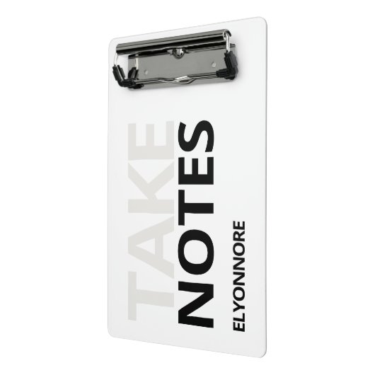 Modern Minimal Black White Take Notes Personalized ミニクリップボード (アングル2)