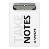 Modern Minimal Black White Take Notes Personalized ミニクリップボード (正面)