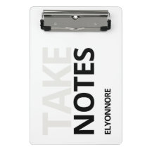 Modern Minimal Black White Take Notes Personalized