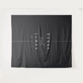 Modern Minimal Black & White Wedding Backdrop タペストリー (正面(横))