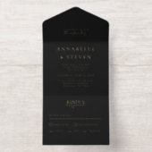 Modern Minimal  Black White Wedding Foil オールインワン招待状 (内側)