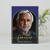 Modern Minimal Blue Retirement Party 箔招待状 (立ち正面)