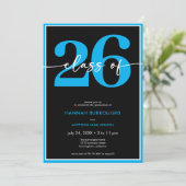 Modern Minimal Blue Script Graduation Party 招待状 (スタンド正面)