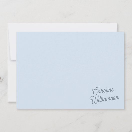 Modern Minimal Blue Script Personalized Stationery ノートカード (正面)