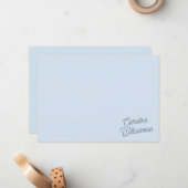 Modern Minimal Blue Script Personalized Stationery ノートカード (正面/裏面インサイチュ)