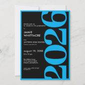 Modern Minimal Blue Typography Graduation Party 招待状 (正面)