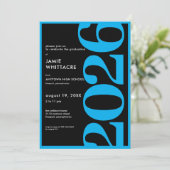 Modern Minimal Blue Typography Graduation Party 招待状 (スタンド正面)