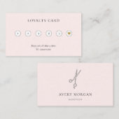 Modern Minimal Blush Pink Scissor Hair stylist ロイヤリティカード (正面/裏面)