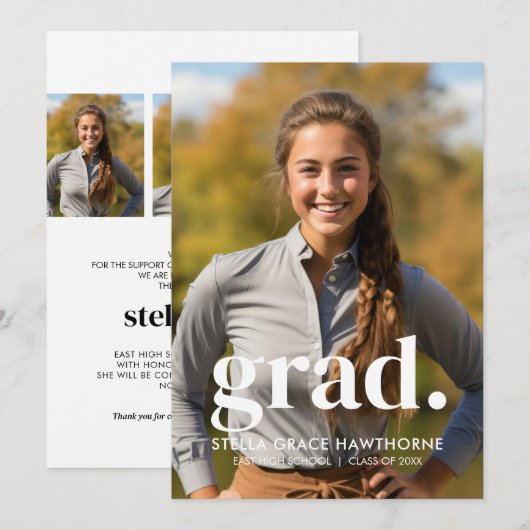 Modern Minimal Bold Photo Grad 案内状 (正面/裏面)
