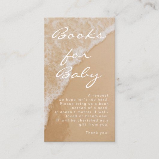 Modern Minimal Books For Baby Beach Baby Shower エンクロージャーカード (正面)