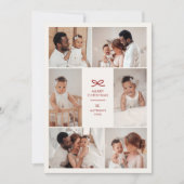 Modern Minimal Bow Six Photo Collage Christmas シーズンカード (正面)