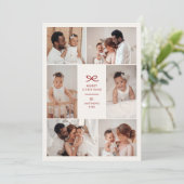 Modern Minimal Bow Six Photo Collage Christmas シーズンカード (スタンド正面)