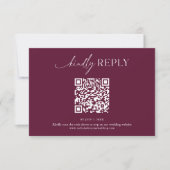 Modern Minimal Burgundy Boho Wedding QR Code 出欠カード (正面)