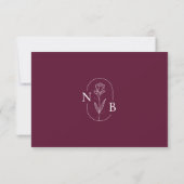 Modern Minimal Burgundy Boho Wedding QR Code 出欠カード (裏面)