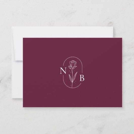 Modern Minimal Burgundy Boho Wedding QR Code 出欠カード (裏面)