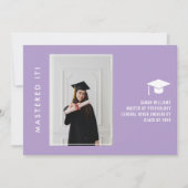 Modern Minimal Chic Masters Grad Announcement Card 案内状 (正面)